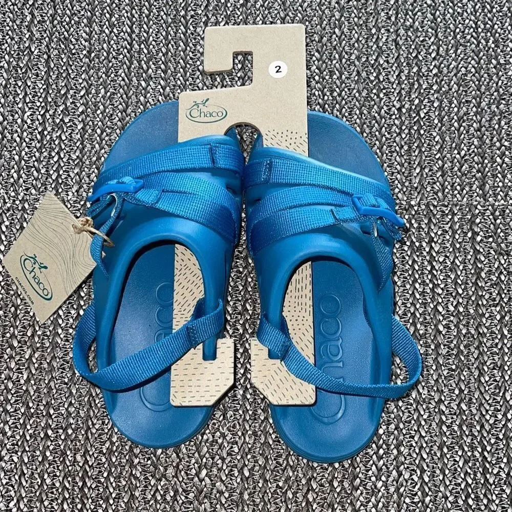 Chaco Childrens Chillos Sport Sandal Slip On  Blue‎ Size 2 New